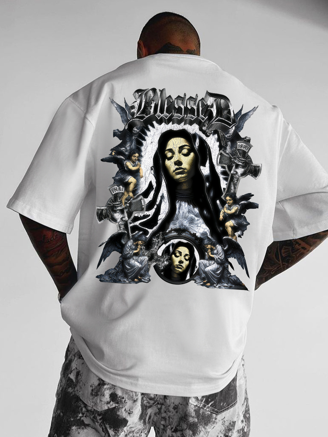 Gothic Streetwear Brand - Herren Oversized Gothic Christian Streetwear T-Shirt