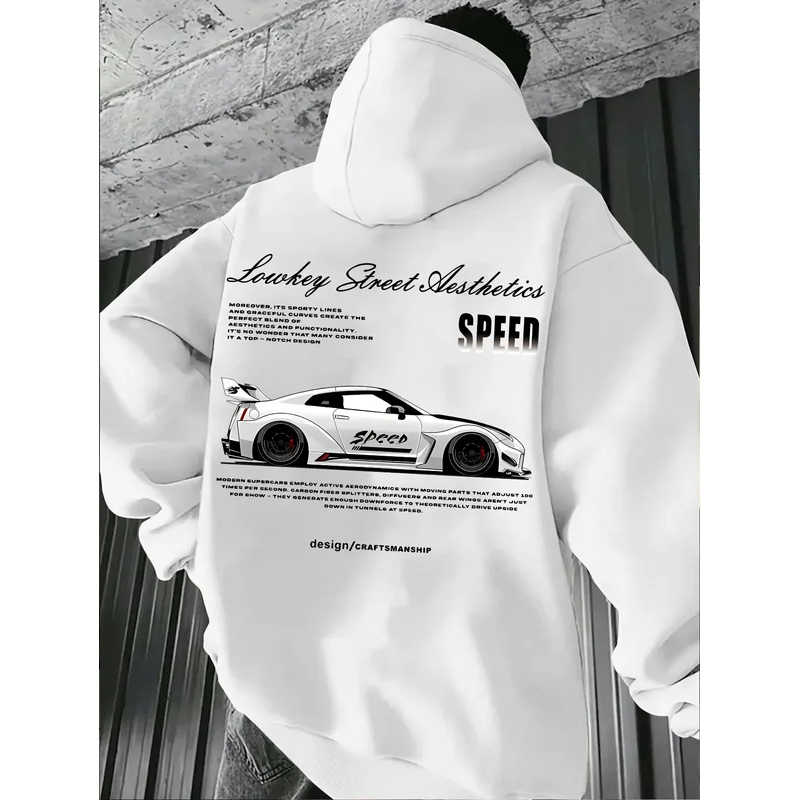 Fear Of God Essential - 2026 Neuerscheinung Sportwagen-Grafik-Hoodie für Herren Weißer